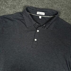 Peter Millar Golf Polo Navy Blue with White Pinstripe Men's Size XL